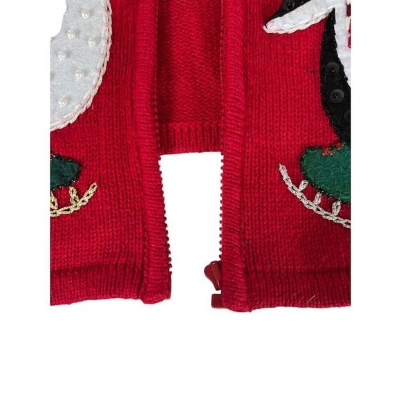 VTG Heirloom Collectibles Woman's Sz 22 / 24 Red Christmas Cardigan Penguins - Picture 10 of 10